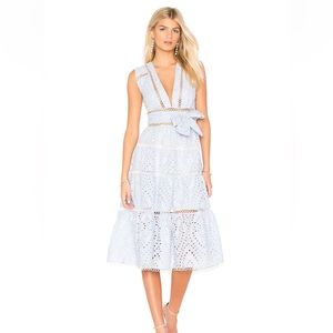 Karina Grimaldi Alba Eyelet Dress Light Blue Sky Size Medium